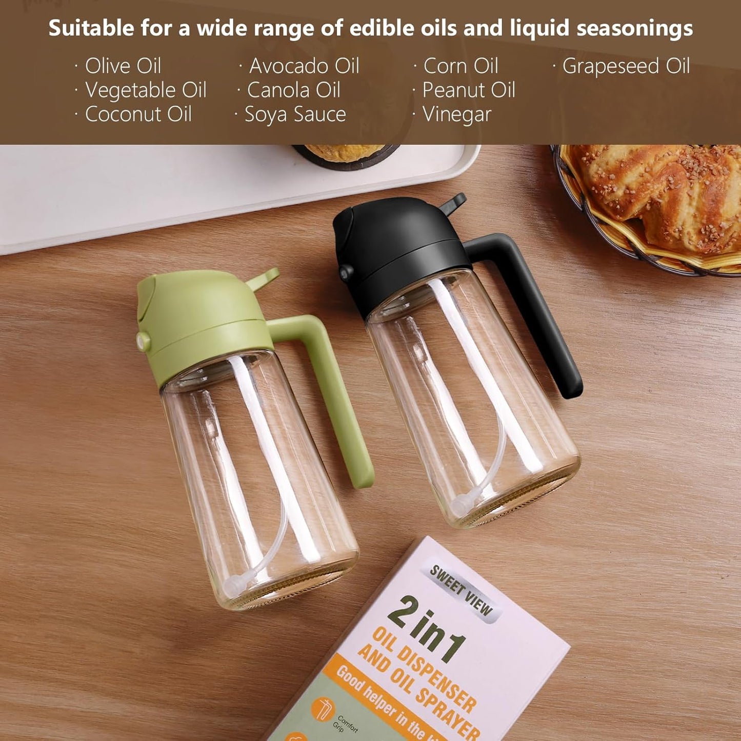 Oil Sprayer for Cooking 2 in 1 Oil Dispenser and Oil Sprayer