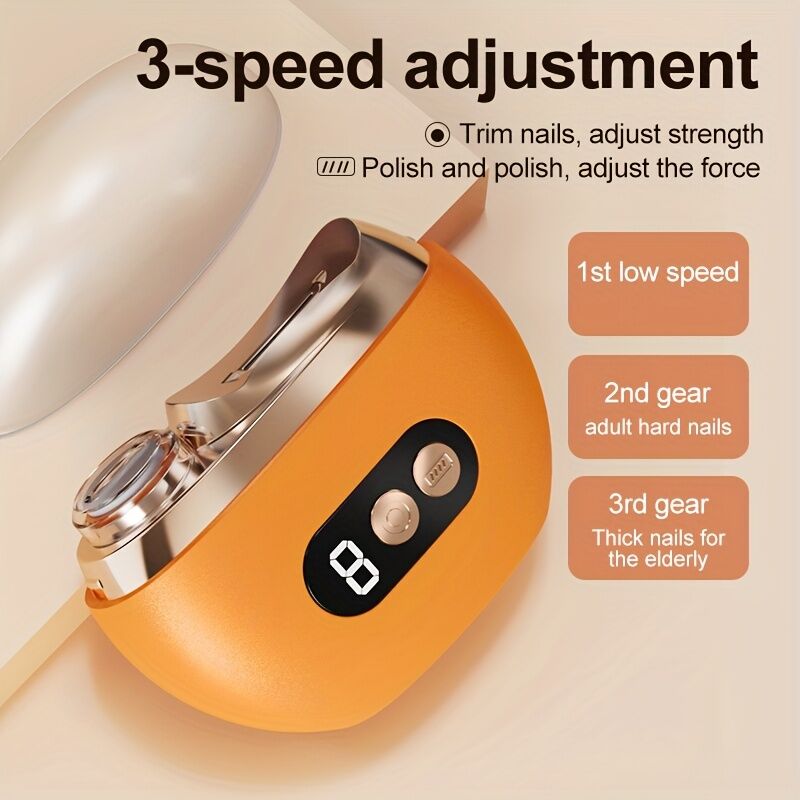 Smart Electric Nail Clipper 2-in-1 Polishing & Grooming Tool, USB Rechargeable