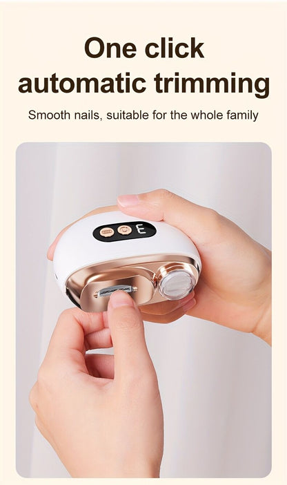Smart Electric Nail Clipper 2-in-1 Polishing & Grooming Tool, USB Rechargeable