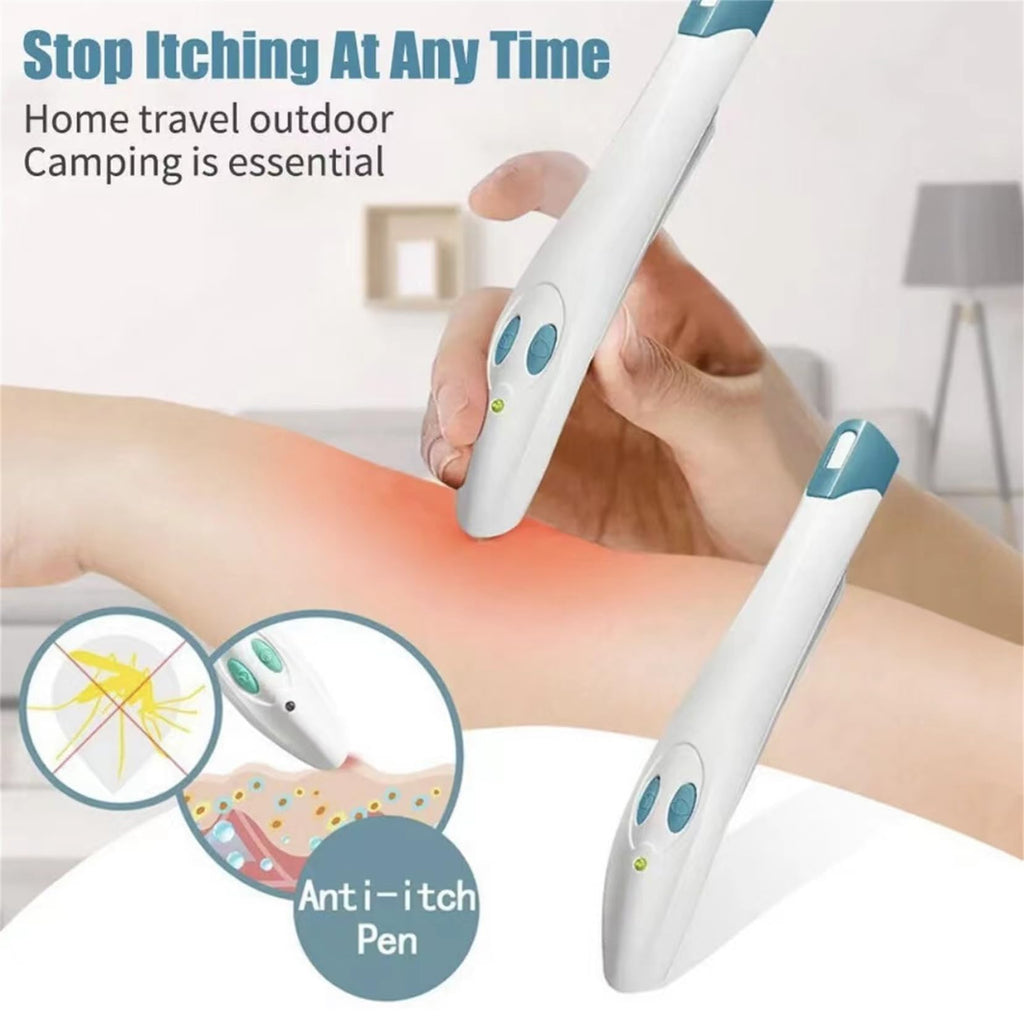 Portable Anti-Itch Pen for Bug Bites – Electronic Relief Device for Mosquito, Bee, Spider & Ant Stings, Chemical-Free Pain Relief, Instant Soothing (White)