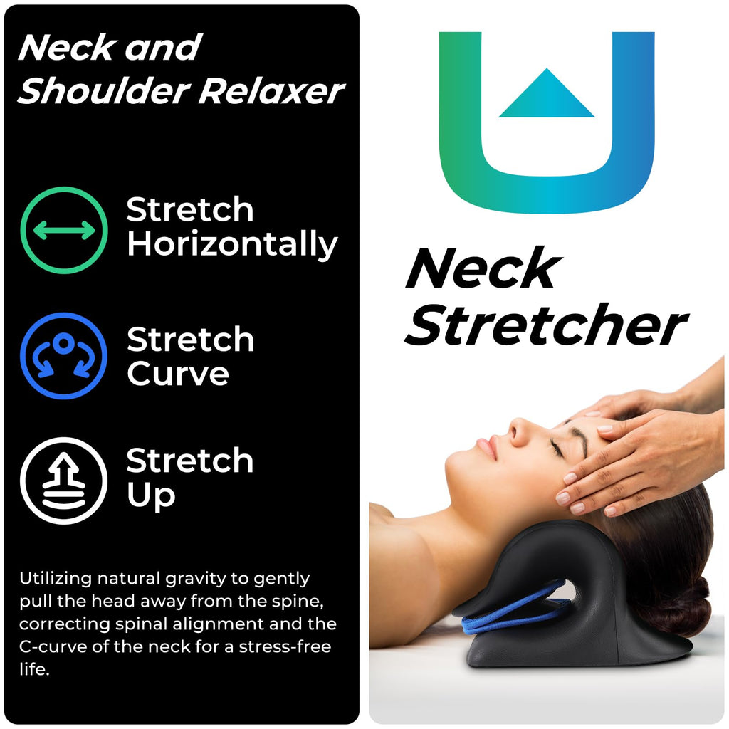 Adjustable Airbag Neck Stretcher – Ergonomic Cervical Traction Pillow with 8 Massage Points for Neck Pain Relief, Portable Spinal Alignment Device for Home, Office, and Travel Use (Black)