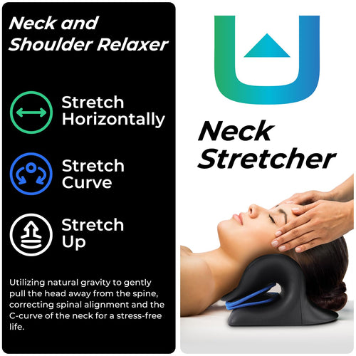 Adjustable Airbag Neck Stretcher – Ergonomic Cervical Traction Pillow with 8 Massage Points for Neck Pain Relief, Portable Spinal Alignment Device for Home, Office, and Travel Use (Black)