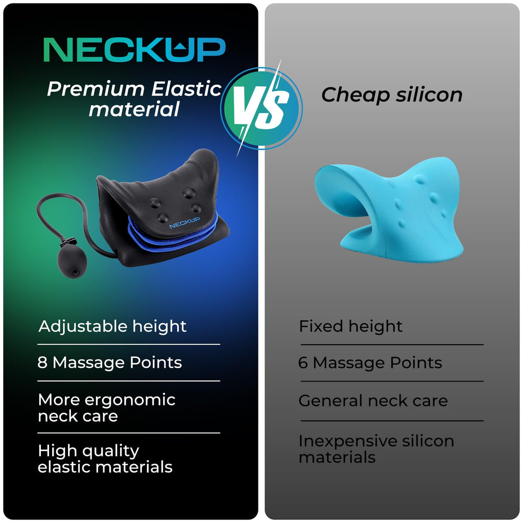 Adjustable Airbag Neck Stretcher – Ergonomic Cervical Traction Pillow with 8 Massage Points for Neck Pain Relief, Portable Spinal Alignment Device for Home, Office, and Travel Use (Black)