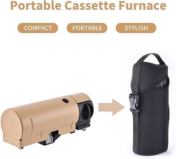 2500W Portable Camping Stove Foldable Butane Stove Indoor/Outdoor Cooking Suitable for Picnic, Backpacking Hiking, Adventure, Home, Travel, Outdoor Patio, RV Trip (Khaki)