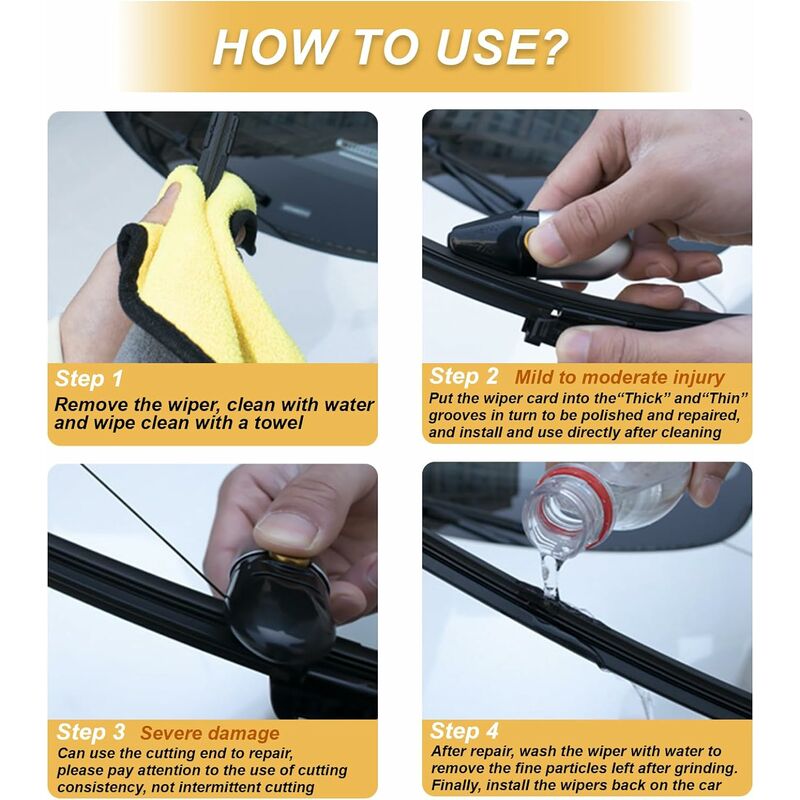 Wiper Repair Device, Car Windshield Wiper Strip Repairer Portable Restore Windshield Wiper Strip Renovator Wiper