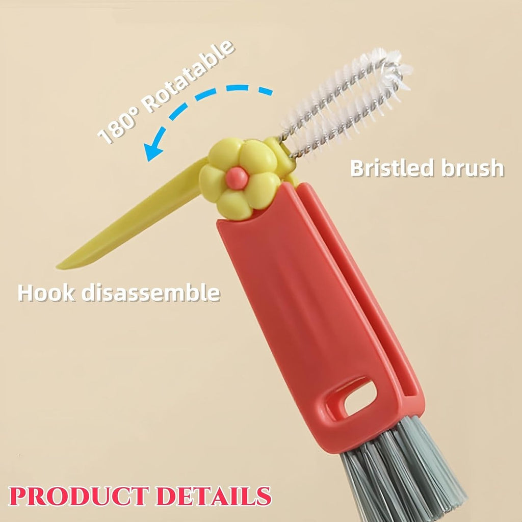 3-in-1 cleaning brush for cup lids, 3-in-1 multifunctional cleaning brush, portable bottle lid cleaner, tight spaces, cup, portable cup lid cleaner with brush, 3 pieces