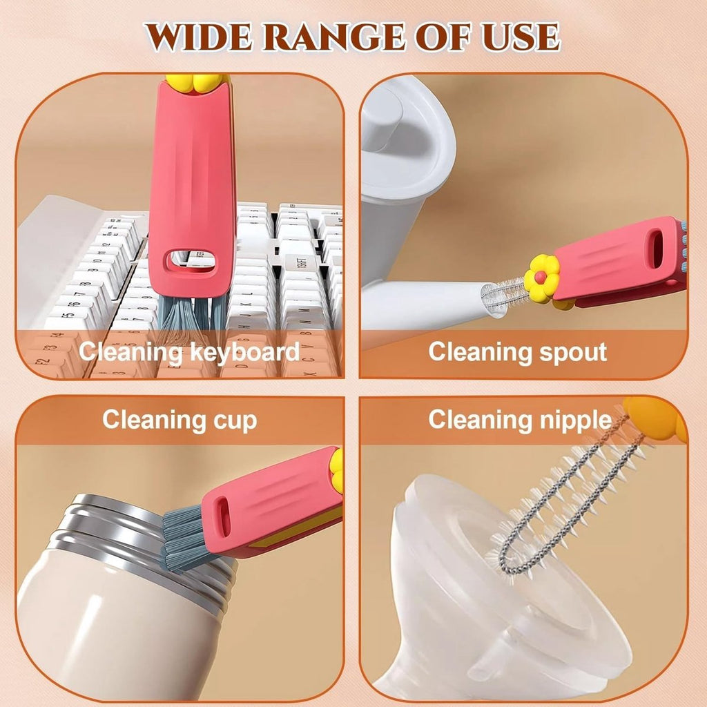 3-in-1 cleaning brush for cup lids, 3-in-1 multifunctional cleaning brush, portable bottle lid cleaner, tight spaces, cup, portable cup lid cleaner with brush, 3 pieces