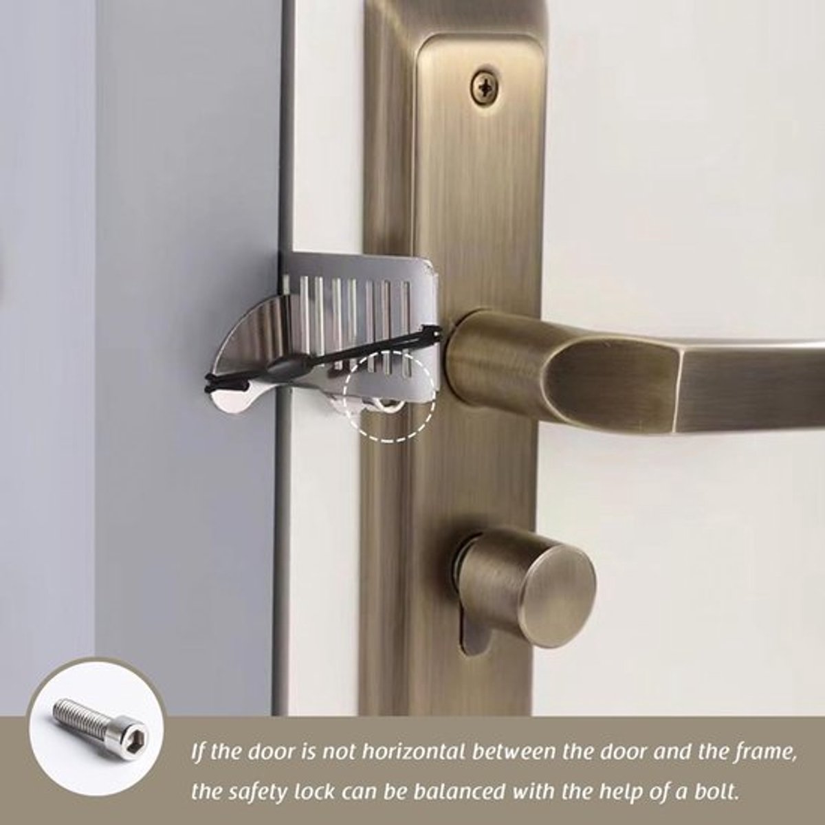 Portable Door Lock - 2 Pieces - Portable Door Lock - Portable Travel Lock - Stainless Steel - Secure - Self-Defense - Travel Lock Door - Door Stopper - Anti-Burglary - Security - Steel - Hotel - Privacy - Travel Accessory - Prevent Unauthorized Access