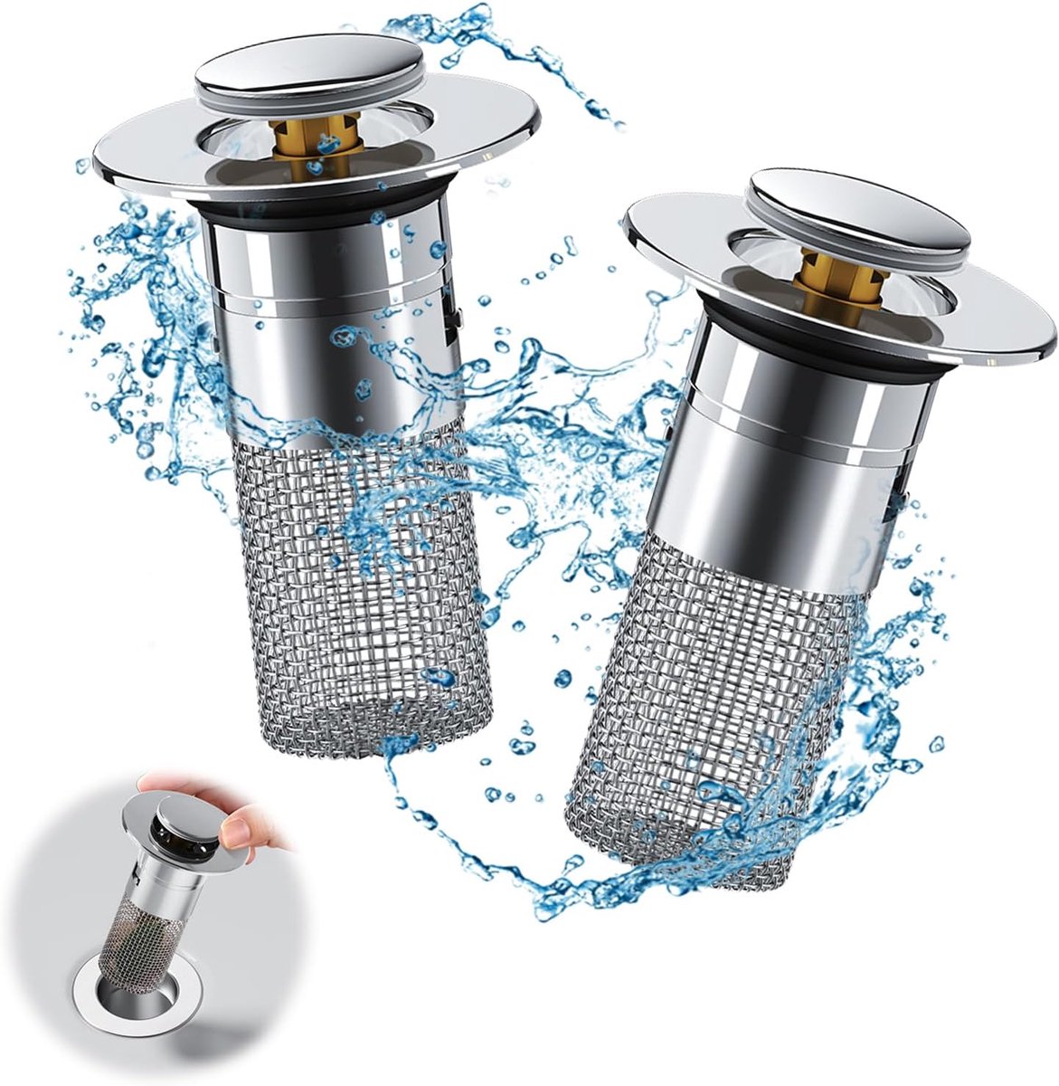Stainless steel Drain 34-40mm - Drain Stopper - Bathroom Washbasin Drain Plug