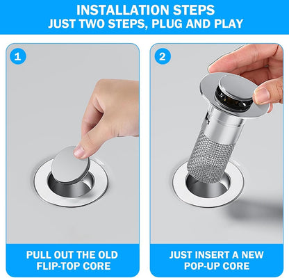 Stainless steel Drain 34-40mm - Drain Stopper - Bathroom Washbasin Drain Plug