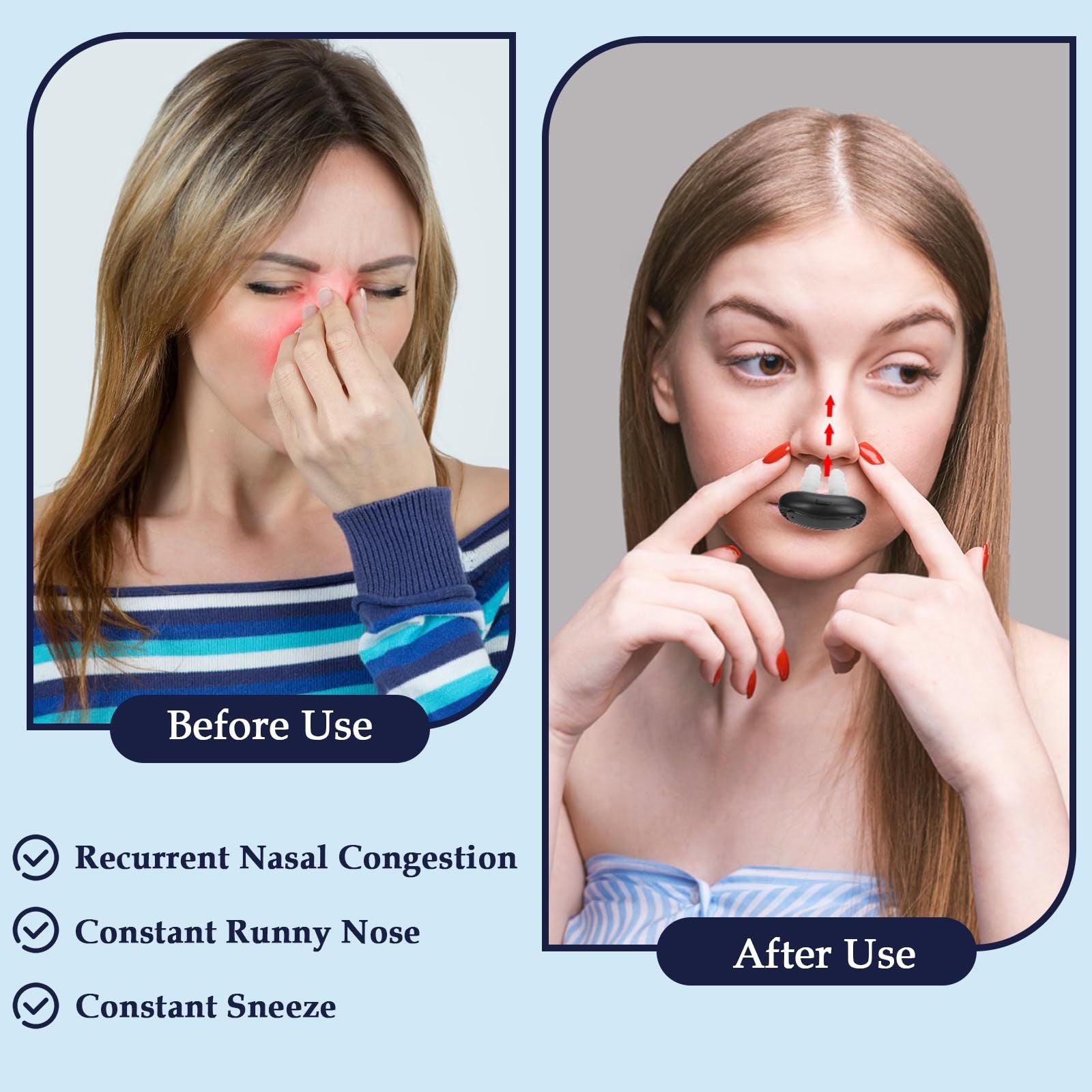 Red Light Nasal Therapy Device, Portable Red Light Therapy for Nose,Red Light Nasal Soothing Device USB-Rechargeable Light Therapy