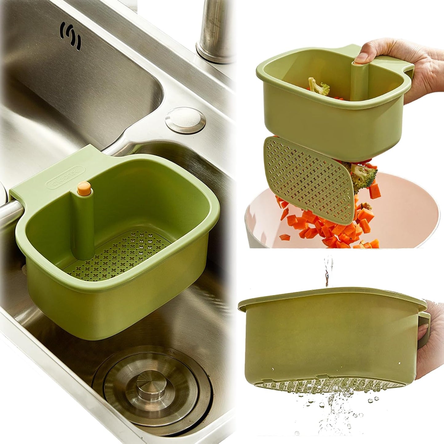 Green Multi-Functional Hanging Food Strainer for Sinks