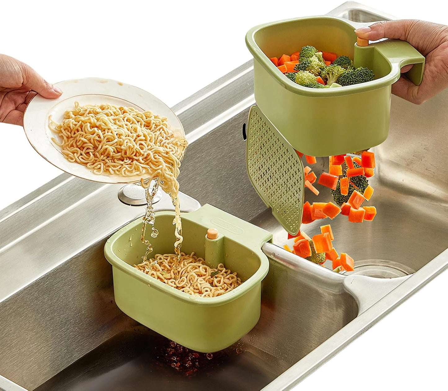 Green Multi-Functional Hanging Food Strainer for Sinks