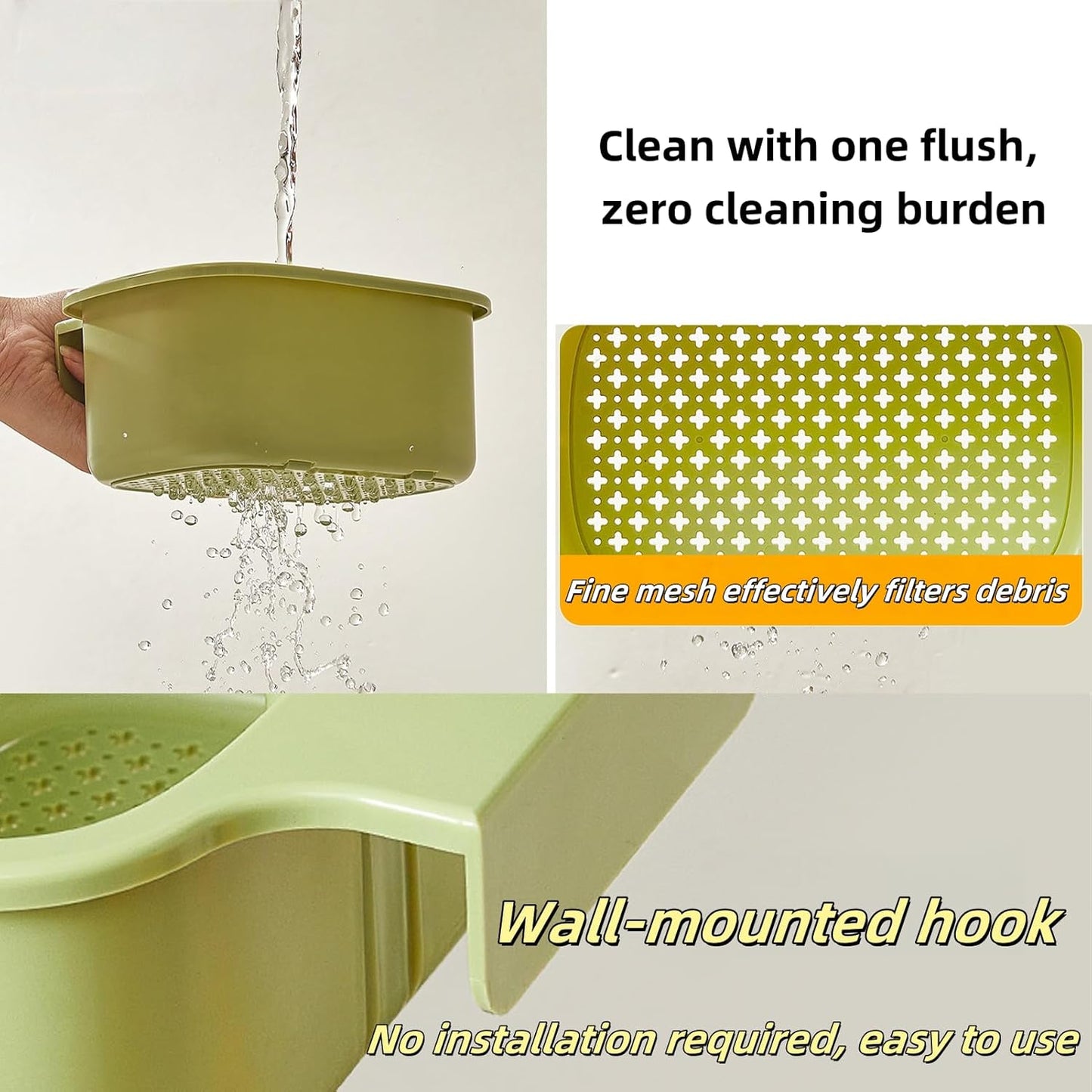 Green Multi-Functional Hanging Food Strainer for Sinks