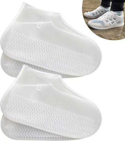 Waterproof Shoe Covers 2 Pairs, Rain Shoe Covers Reusable Silicone Non-Slip Shoe Covers
