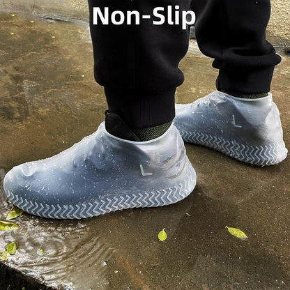 Waterproof Shoe Covers 2 Pairs, Rain Shoe Covers Reusable Silicone Non-Slip Shoe Covers
