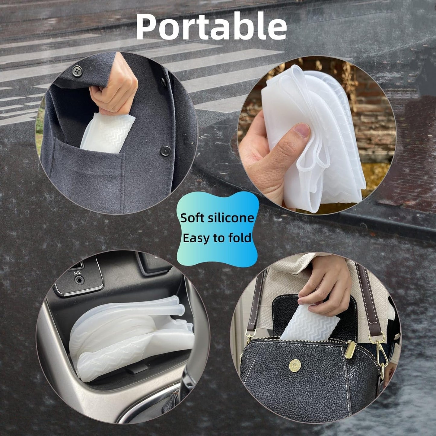 Waterproof Shoe Covers 2 Pairs, Rain Shoe Covers Reusable Silicone Non-Slip Shoe Covers