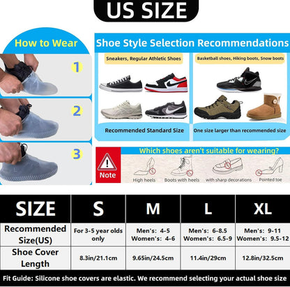 Waterproof Shoe Covers 2 Pairs, Rain Shoe Covers Reusable Silicone Non-Slip Shoe Covers