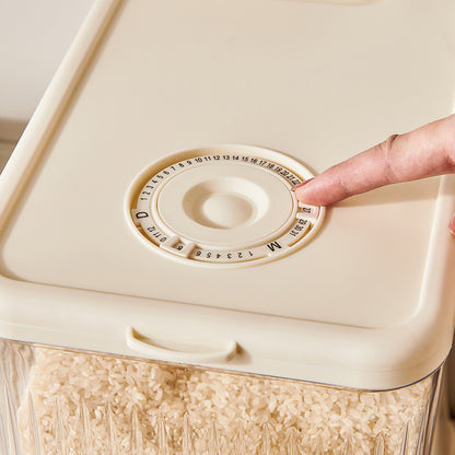 Regular Gray Smart Kitchen Rice Dispenser - Automatic Press-Style Rice Storage Bin