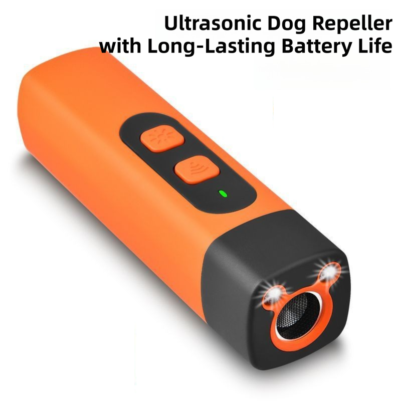 Portable Single-Head Ultrasonic Dog Repeller & Trainer with LED Flashlight - Multi-Function Pet Safety Device for Outdoors