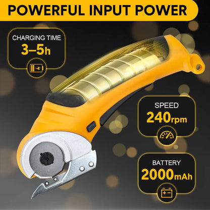 Cordless Electric Scissors 4.2V Rotary Cutter 2000mAh Battery